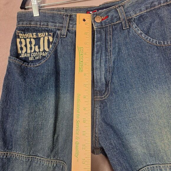 Vintage Bugle Boy Baggy Jeans Mens 34x34 Blue double knee carpenter utility Rare - Picture 3 of 10